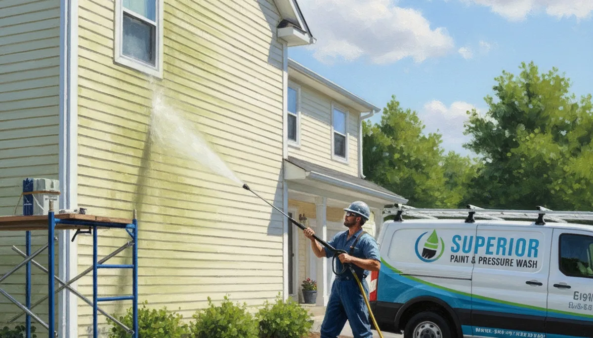 Vinyl siding pressure cleaning in Tampa, FL for algae and mildew removal on a home's exterior