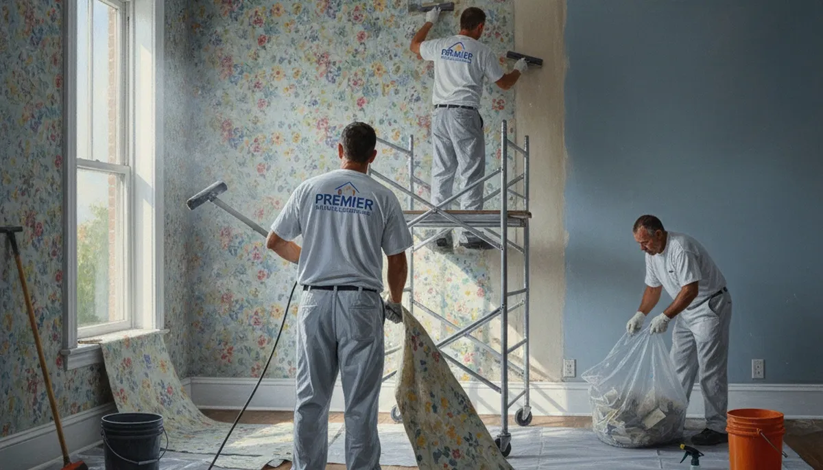 Wallpaper removal service in Tampa, FL, by Tampa Paint Pros preparing walls for repainting