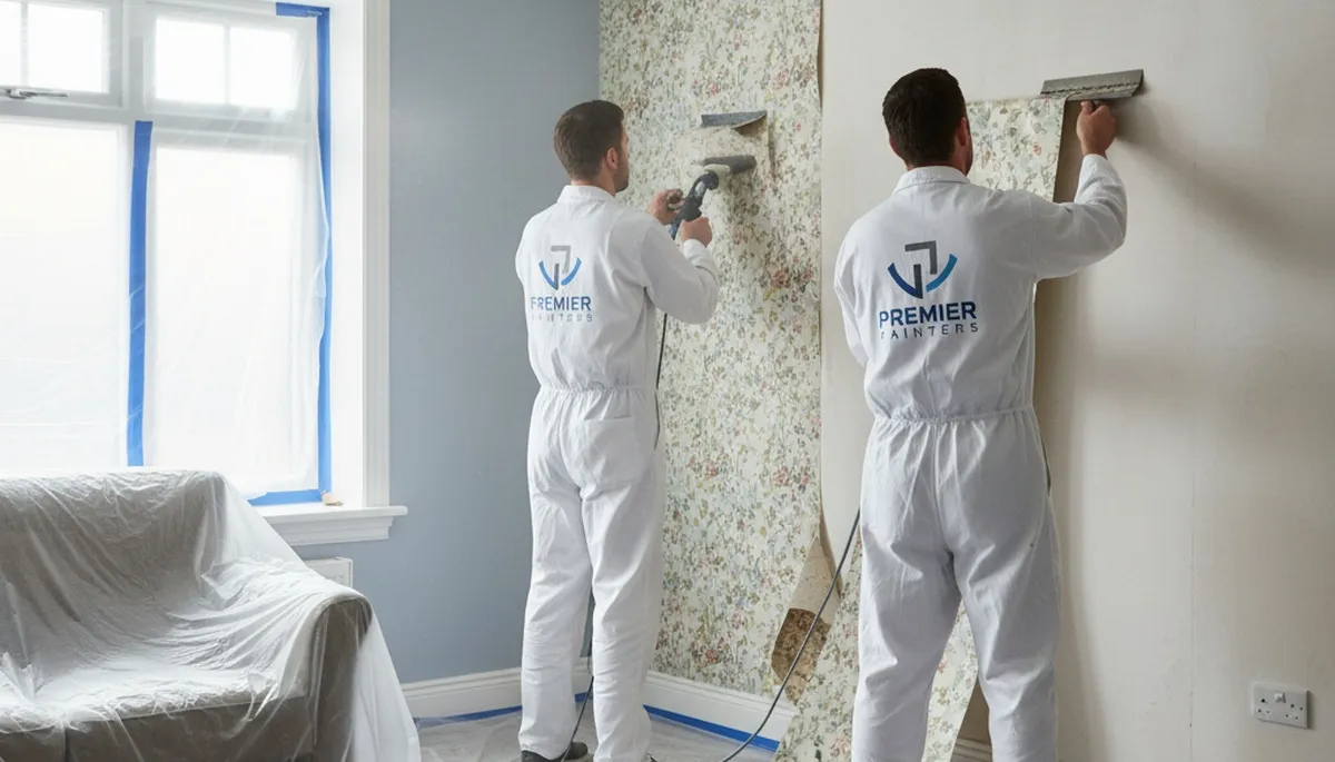 Wallpaper removal in Tampa, FL by Tampa Paint Pros for smooth wall prep before painting